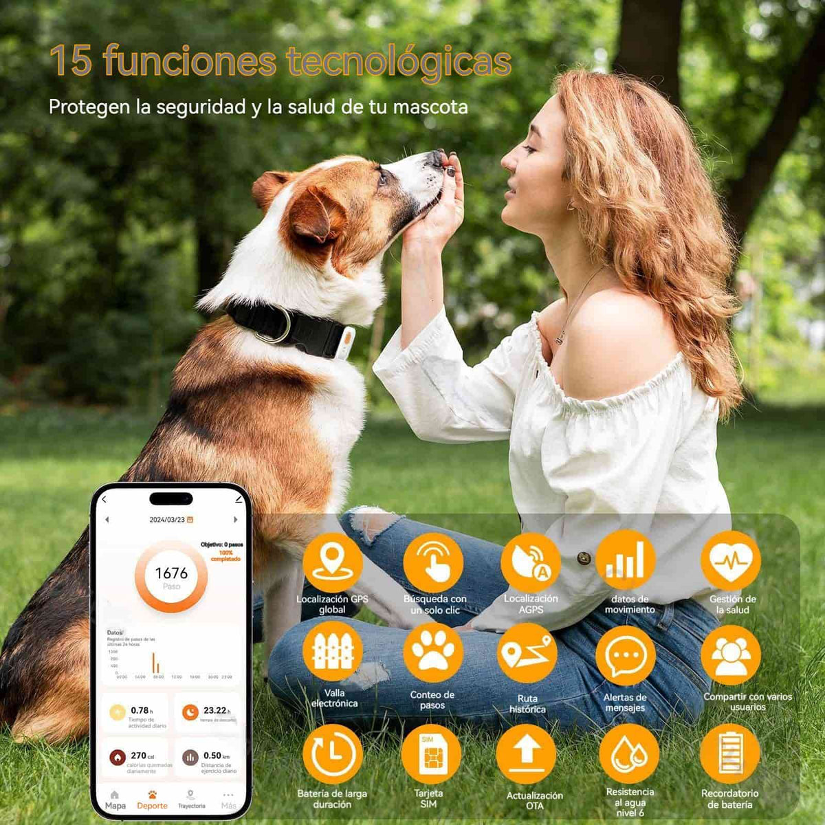 Rastreador GPS para mascotas con seguimiento desde una aplicación