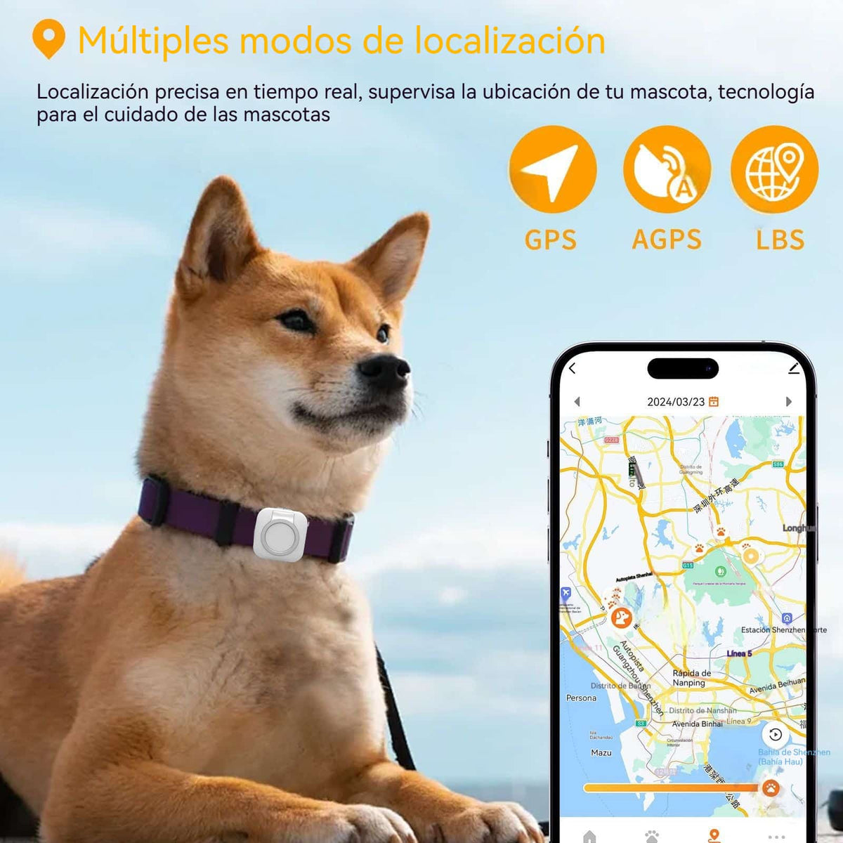 Rastreador GPS compacto con clip para collar de mascotas
