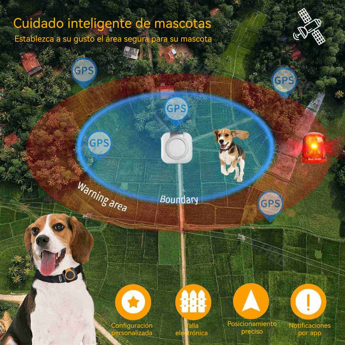 Rastreador GPS para mascotas con luz para localizarla de noche