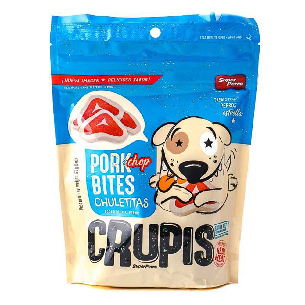 Bocadillos para Perro Crupis – Chuletitas, Tocinetas, Rollitos, Huesitos y Trocitos, Snacks Suaves en Múltiples Sabores y Formatos (85g - 170g)
