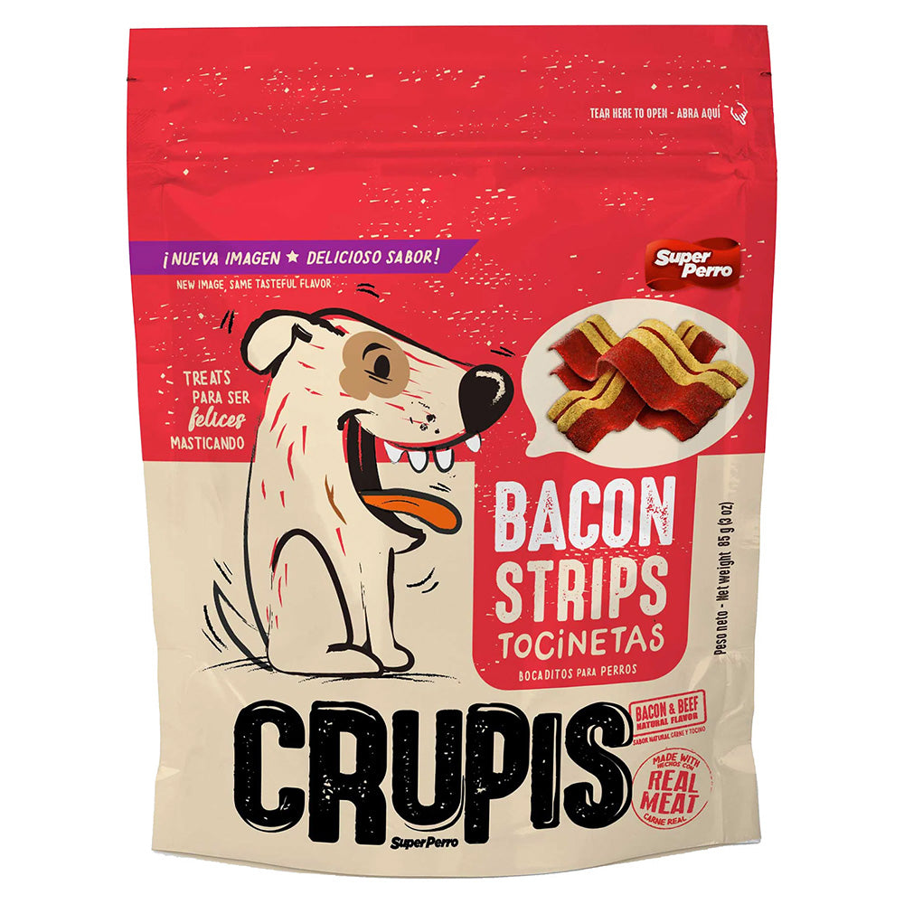 Bocadillos para Perro Crupis – Chuletitas, Tocinetas, Rollitos, Huesitos y Trocitos, Snacks Suaves en Múltiples Sabores y Formatos (85g - 170g)