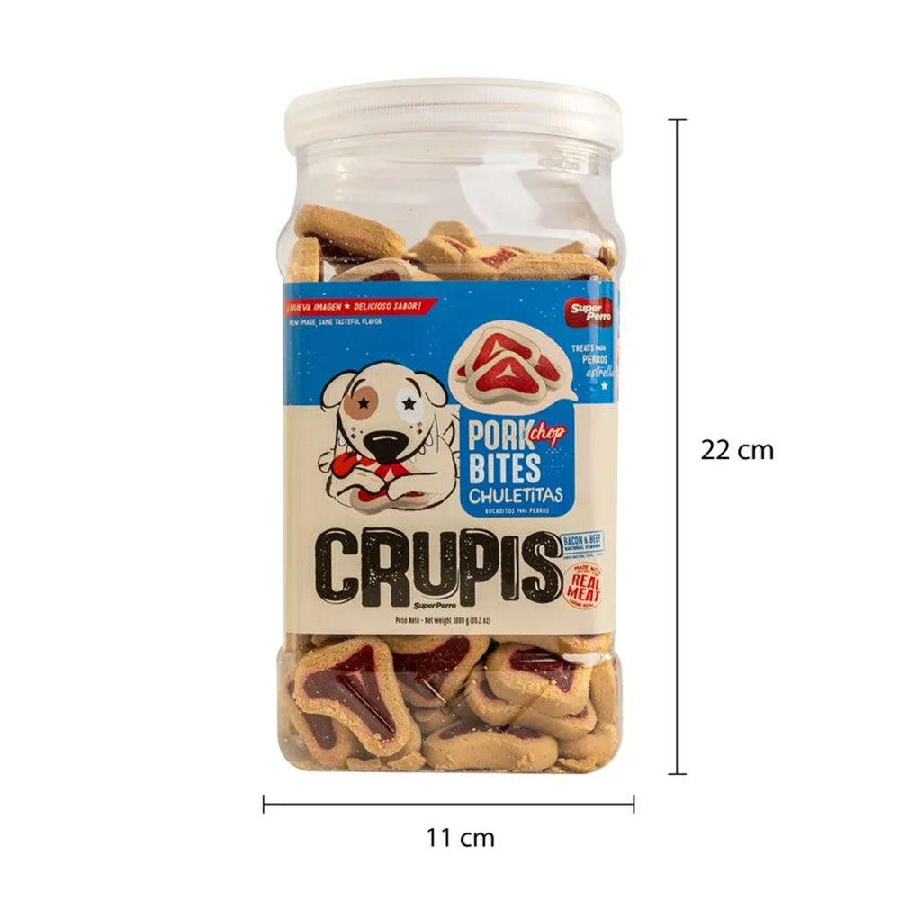 Bocadillos para Perro Crupis – Chuletitas y Tocinetas, Snacks Suaves y Deliciosos, Múltiples Sabores, Ideales para Entrenamiento y Premios