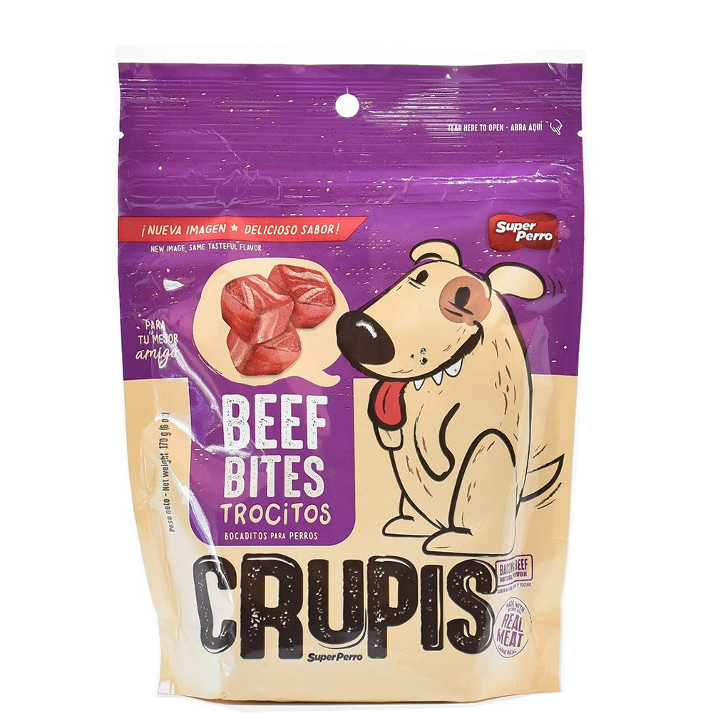Bocadillos para Perro Crupis – Chuletitas, Tocinetas, Rollitos, Huesitos y Trocitos, Snacks Suaves en Múltiples Sabores y Formatos (85g - 170g)