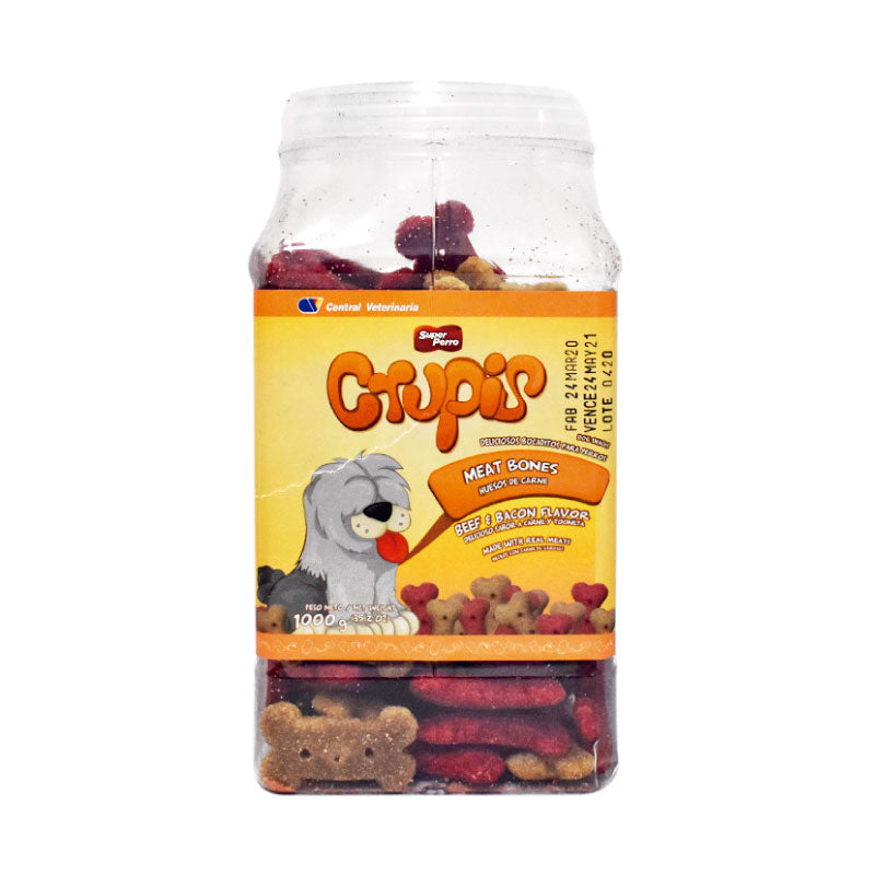 Snacks para Perro Crupis – Beef & Bacon Rolls (Rollitos), Cuidado Dental Diario y Meat Bones, Bocadillos en Múltiples Variedades
