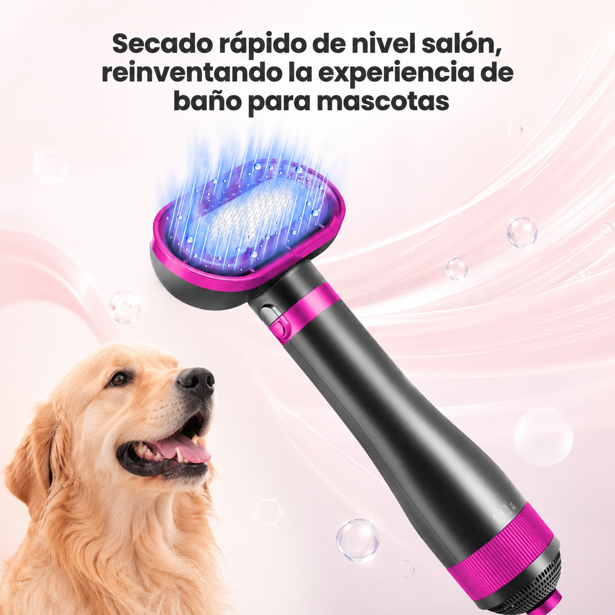 Cuida el pelaje de tu perro o gato con el cepillo secador silencioso e intercambiable