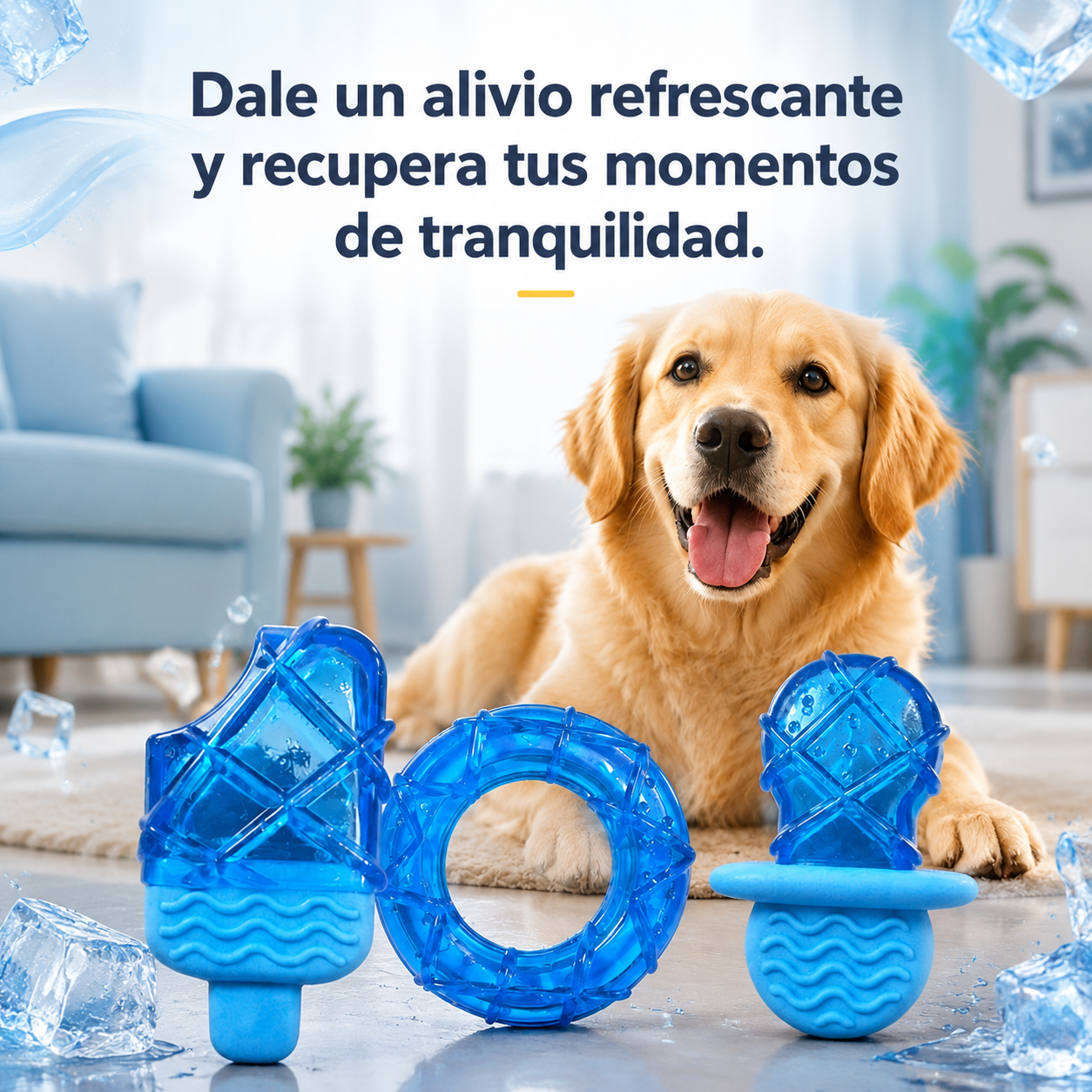 Paleta congelable para perros – juguete para morder y refrescar, se llena de agua y se congela