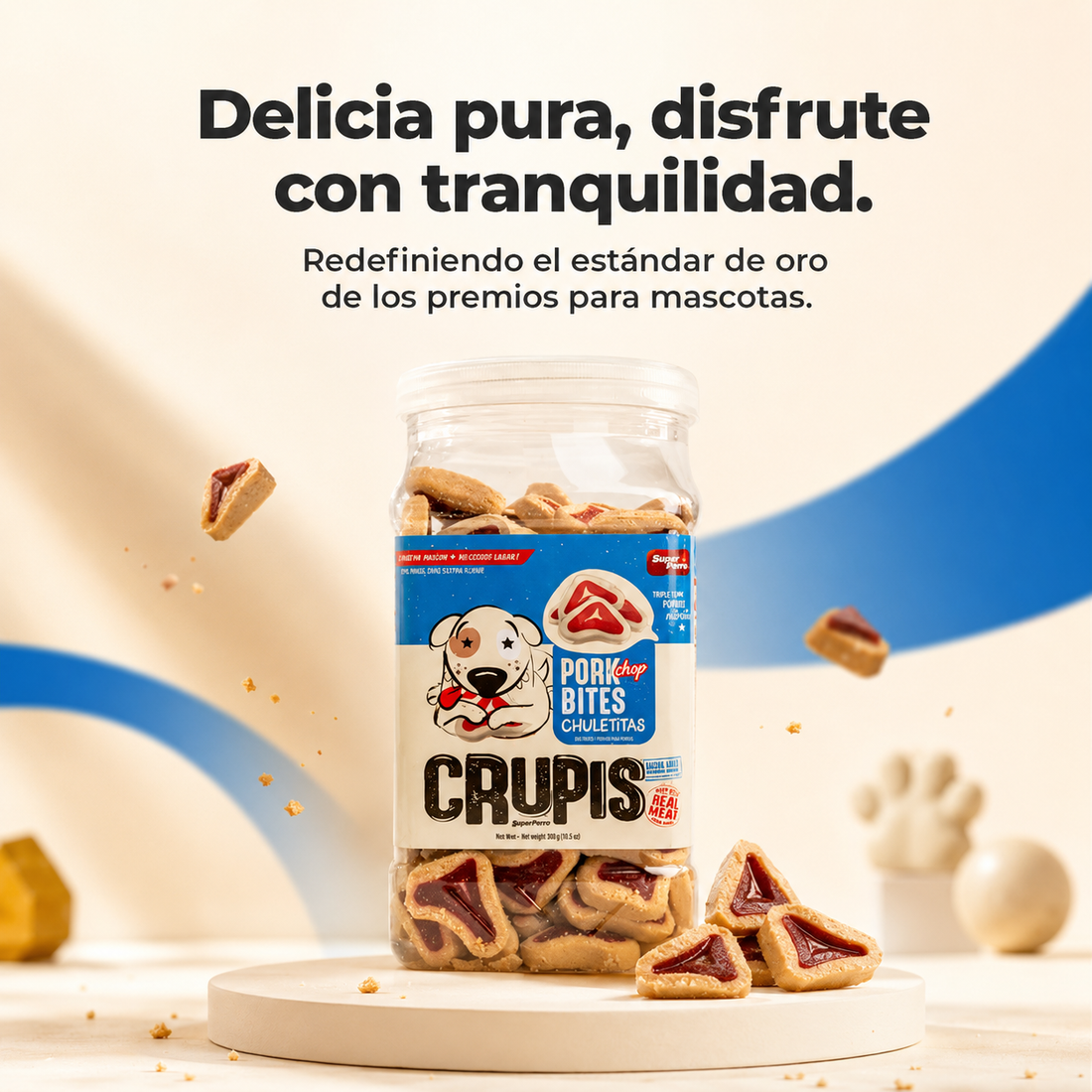 Bocadillos para Perro Crupis – Chuletitas y Tocinetas, Snacks Suaves y Deliciosos, Múltiples Sabores, Ideales para Entrenamiento y Premios
