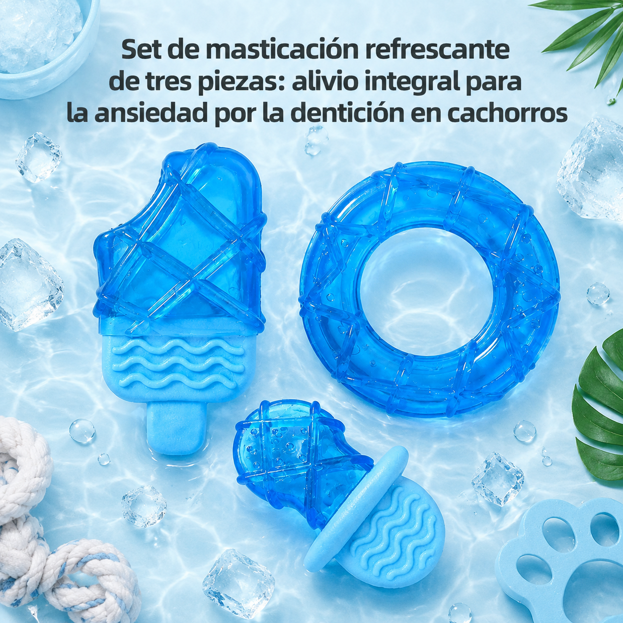 Paleta congelable para perros – juguete para morder y refrescar, se llena de agua y se congela