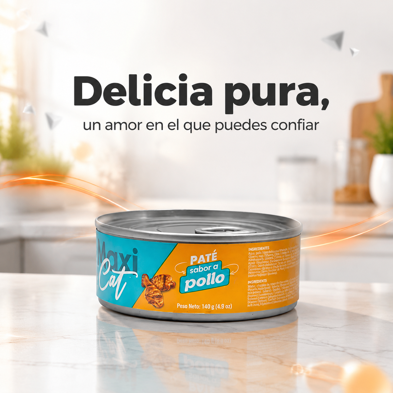 Paté Maxi Cat Sabor Pollo – Alimento Húmedo para Gatos, Textura Suave y Cremosa, Comida Completa y Balanceada para Gatos Adultos