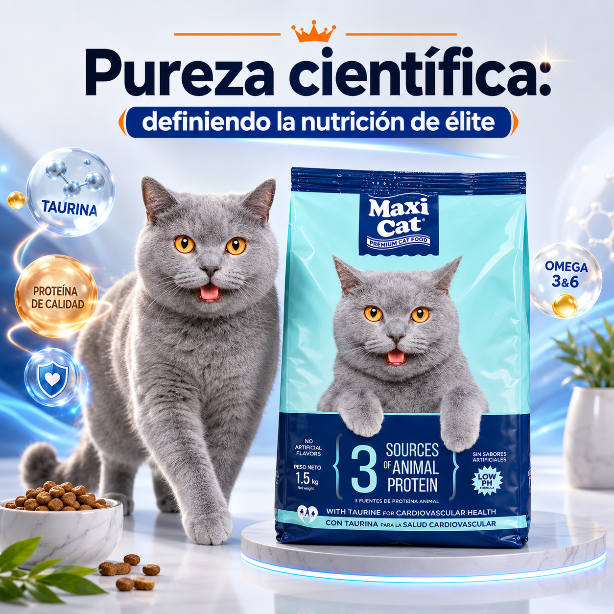 Maxi Cat Premium Alimento Balanceado para Gatos – Nutrición Completa y Equilibrada, Disponible en 500g y 1.5kg, para Gatos Adultos de Todas las Razas