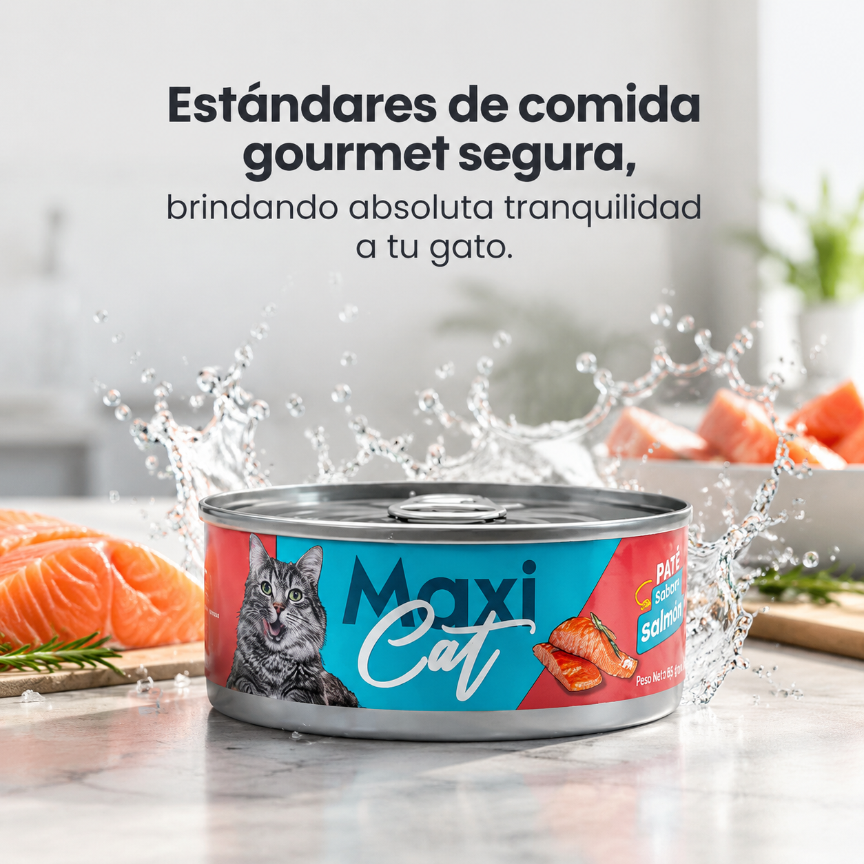 Paté Maxi Cat Sabor Salmón – Alimento Húmedo para Gatos, Textura Suave y Cremosa, Nutrición Completa para Gatos Adultos