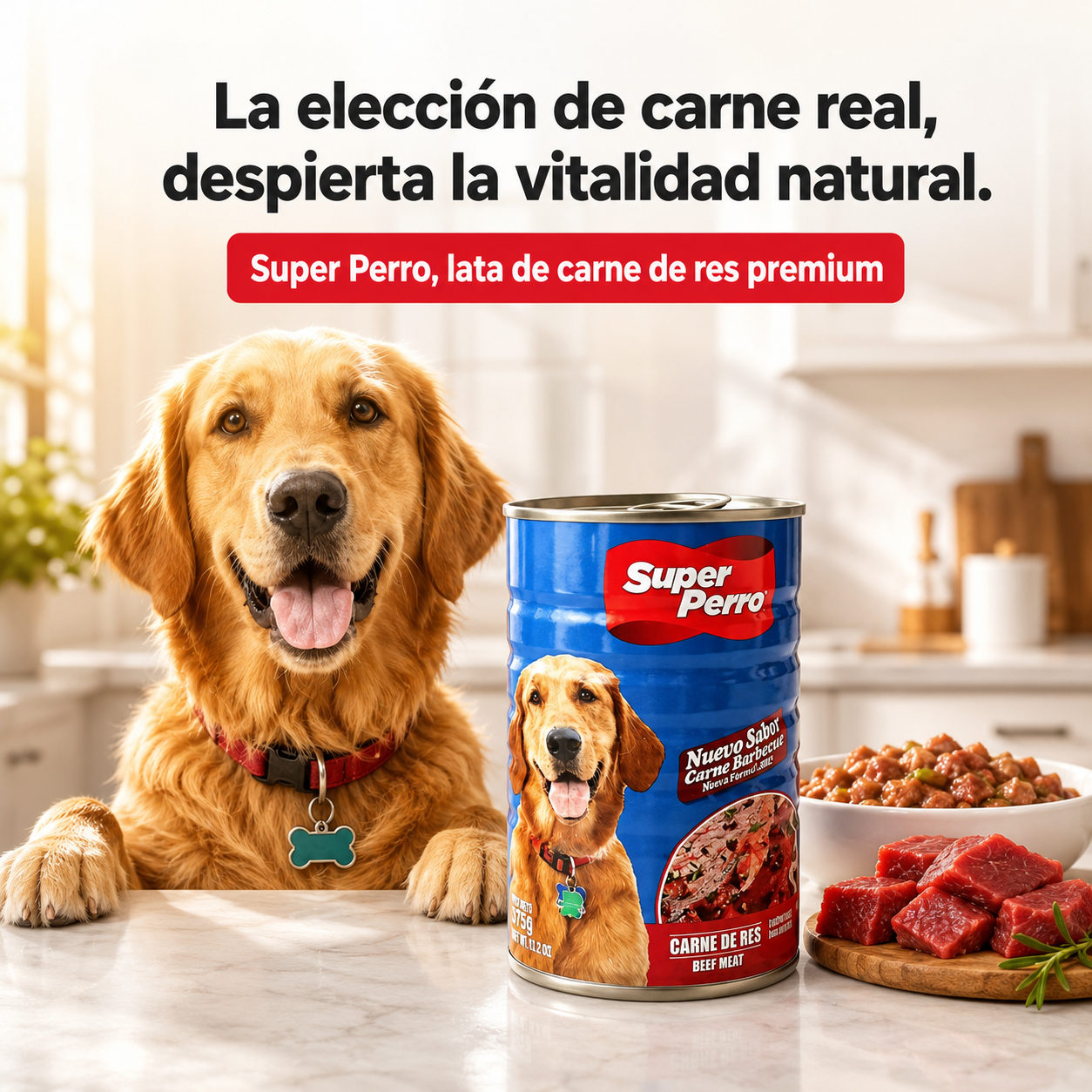 Super Perro Carne Enlatada Sabor Barbacoa – Alimento Húmedo para Perros Adultos, Trozos Tiernos en Salsa, Nutrición Completa y Balanceada