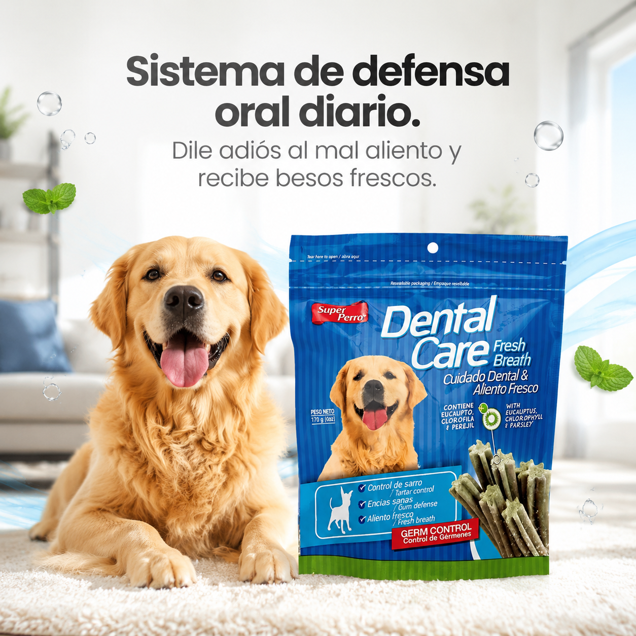Crupis Cuidado Dental Bocadillos para Perro – Super Perro Dental Care Fresh Breath, Snacks con Textura Crujiente, Ayudan a Limpiar los Dientes y Refrescar el Aliento