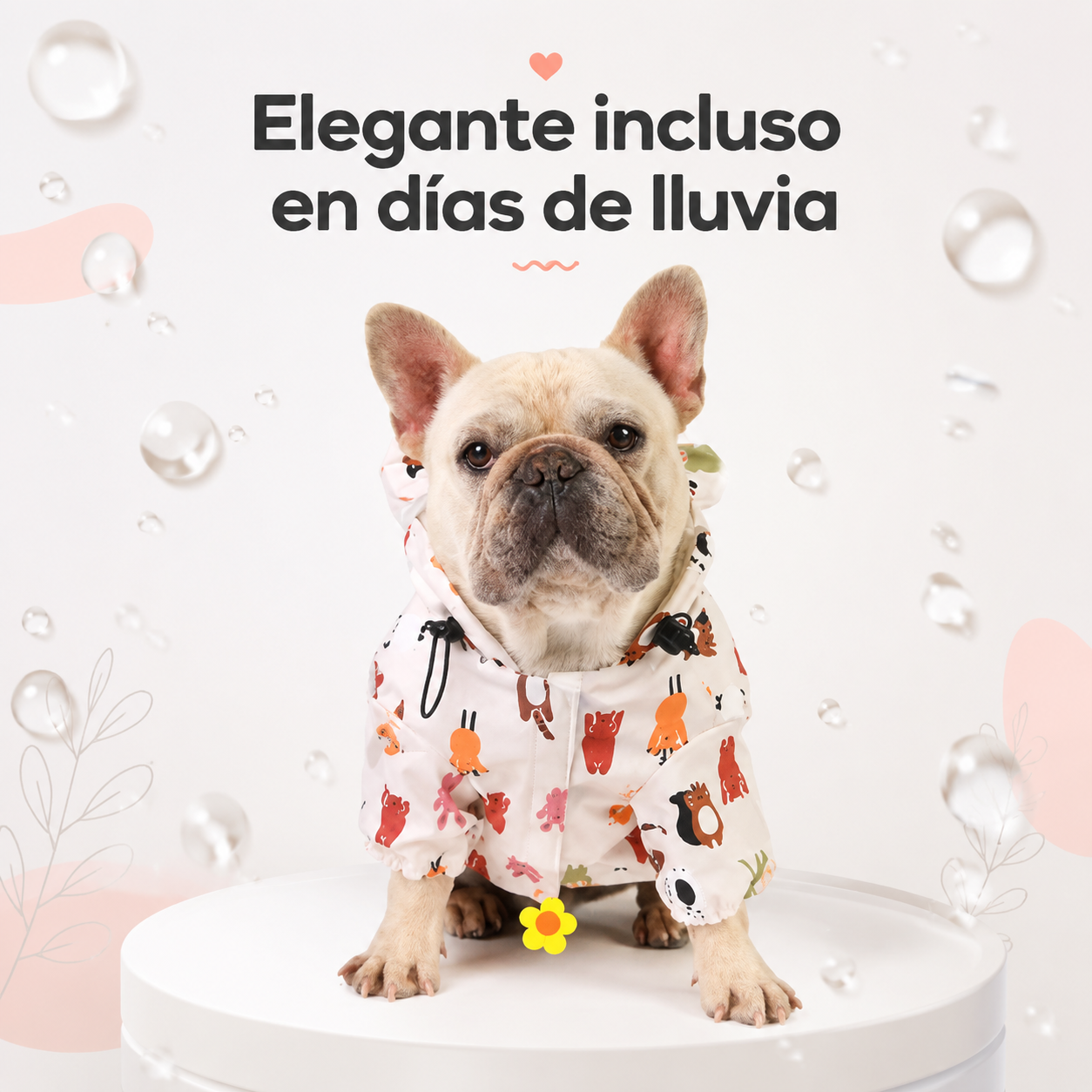 Impermeable con capa de PU para perros pequeños – diseño divertido y doble capa de protección contra la lluvia