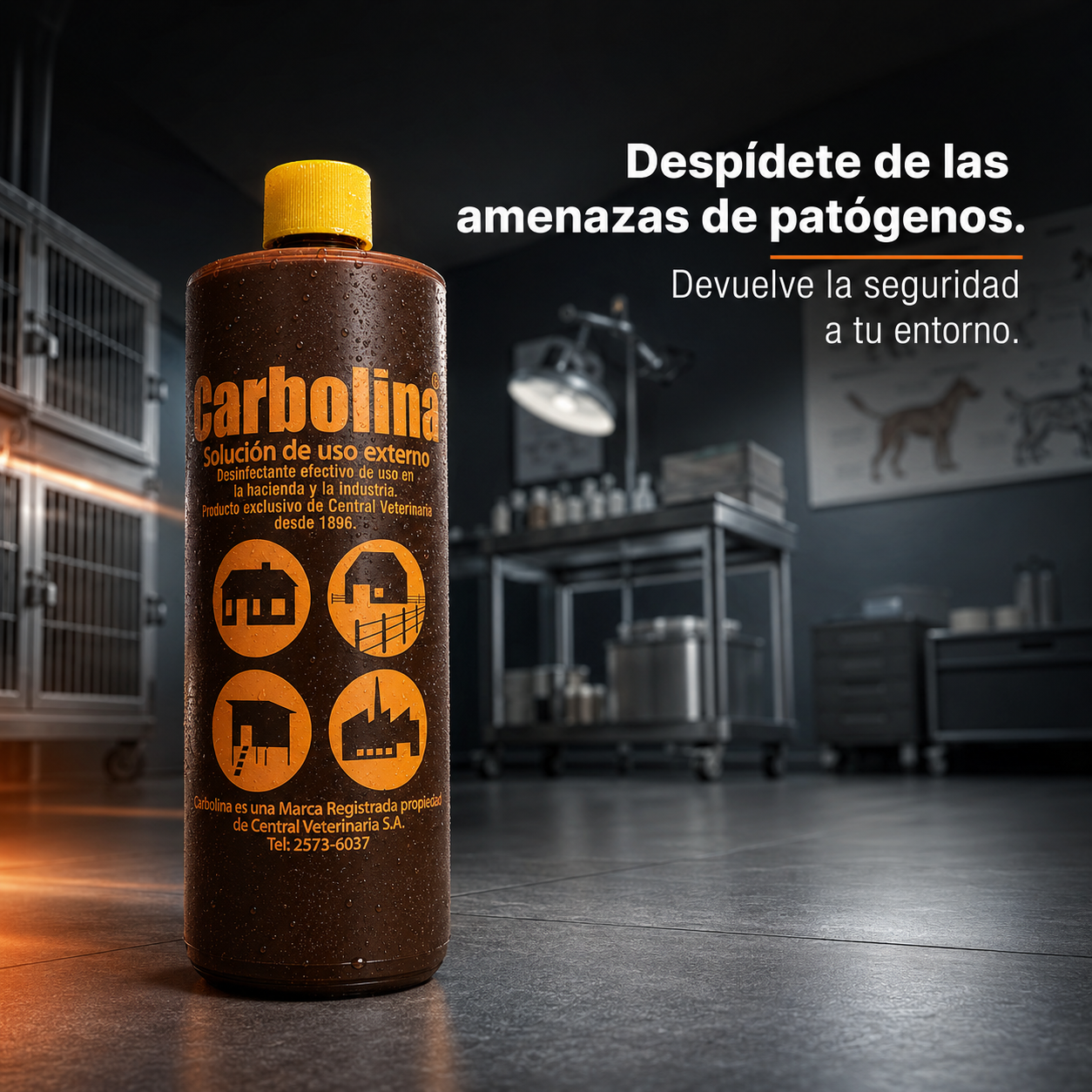 Carbolina Desinfectante Multiusos – Elimina Bacterias y Parásitos, Ideal para Hogares, Establos y Superficies, Fórmula Concentrada, Disponible en 250ml, 500ml y 1L