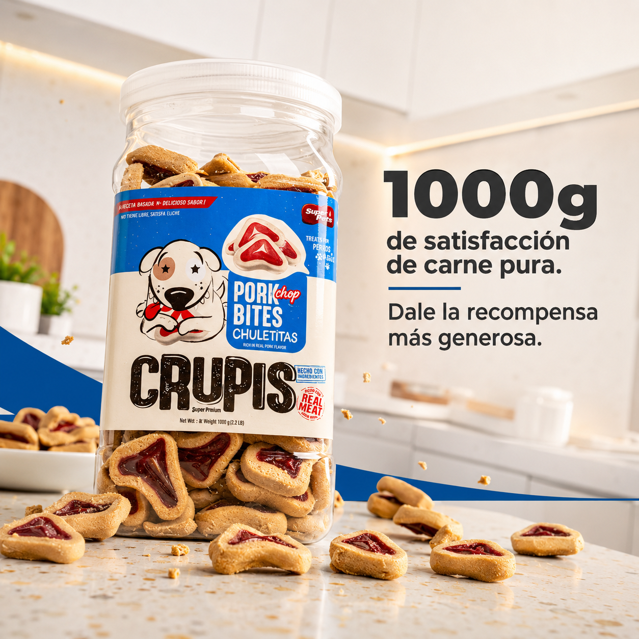 Bocadillos para Perro Crupis – Chuletitas y Tocinetas, Snacks Suaves y Deliciosos, Múltiples Sabores, Ideales para Entrenamiento y Premios