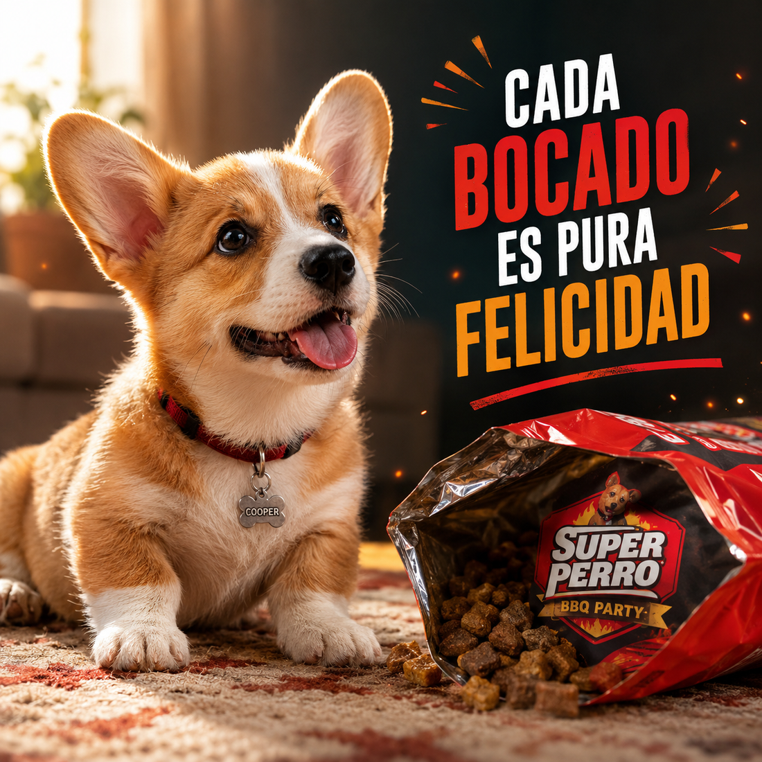 Super Perro BBQ Party – Alimento Húmedo para Perros en Pouch, Sabor BBQ, Comida Completa y Balanceada, Textura Suave en Trozos