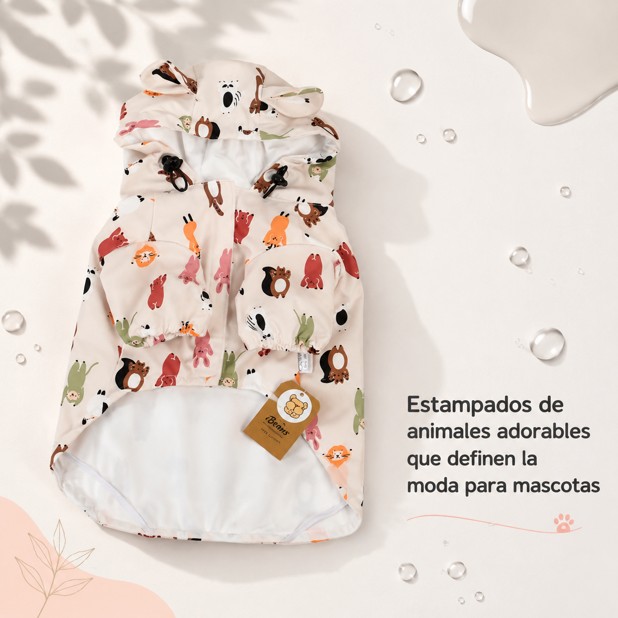 Impermeable con capa de PU para perros pequeños – diseño divertido y doble capa de protección contra la lluvia