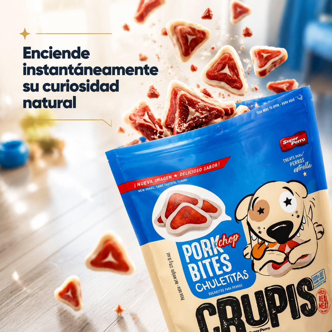 Bocadillos para Perro Crupis – Chuletitas, Tocinetas, Rollitos, Huesitos y Trocitos, Snacks Suaves en Múltiples Sabores y Formatos (85g - 170g)