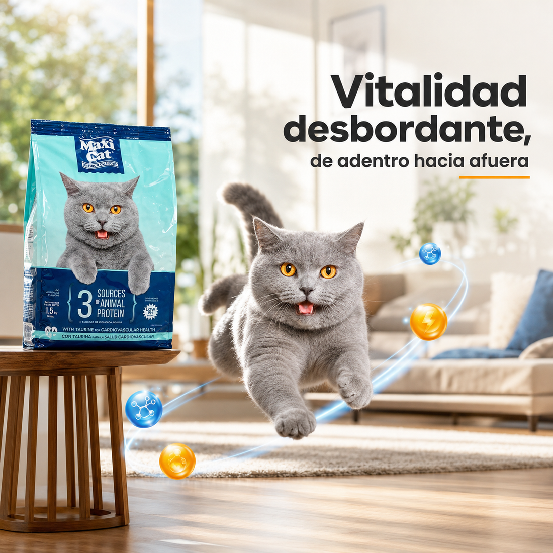 Maxi Cat Premium Alimento Balanceado para Gatos – Nutrición Completa y Equilibrada, Disponible en 500g y 1.5kg, para Gatos Adultos de Todas las Razas