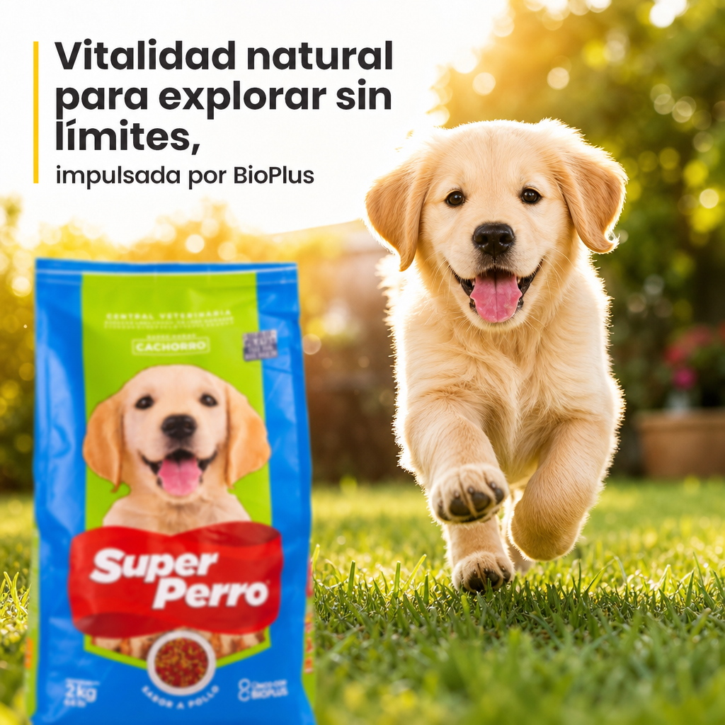 Super Perro Alimento Balanceado para Cachorros – Sabor Pollo, Nutrición Completa para Crecimiento Saludable, Receta Sin Granos, Para Razas Pequeñas y Medianas