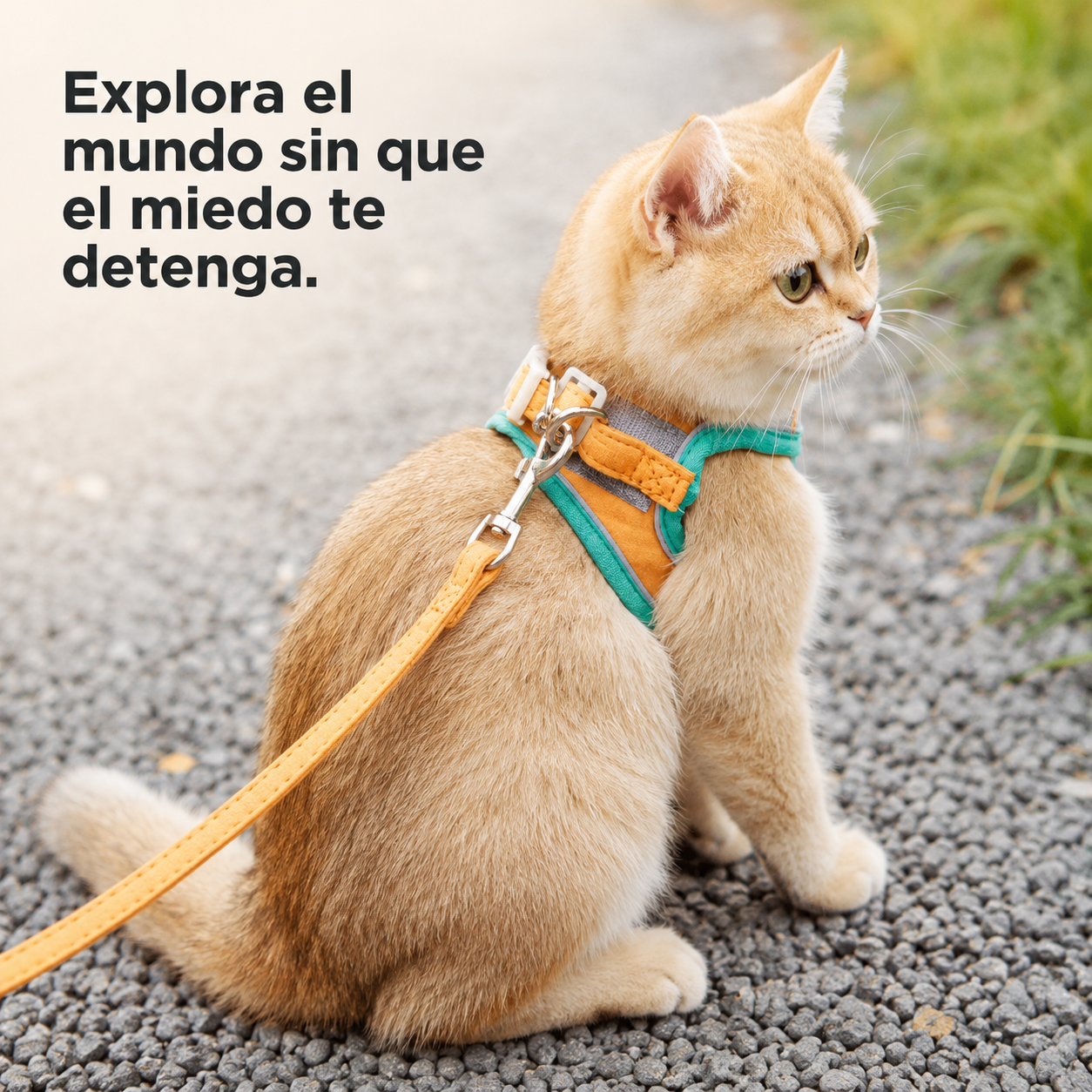 Arnés tipo chaleco para gatos con cierre de seguridad y reflectante – evita escapes, ideal para paseos y entrenamiento