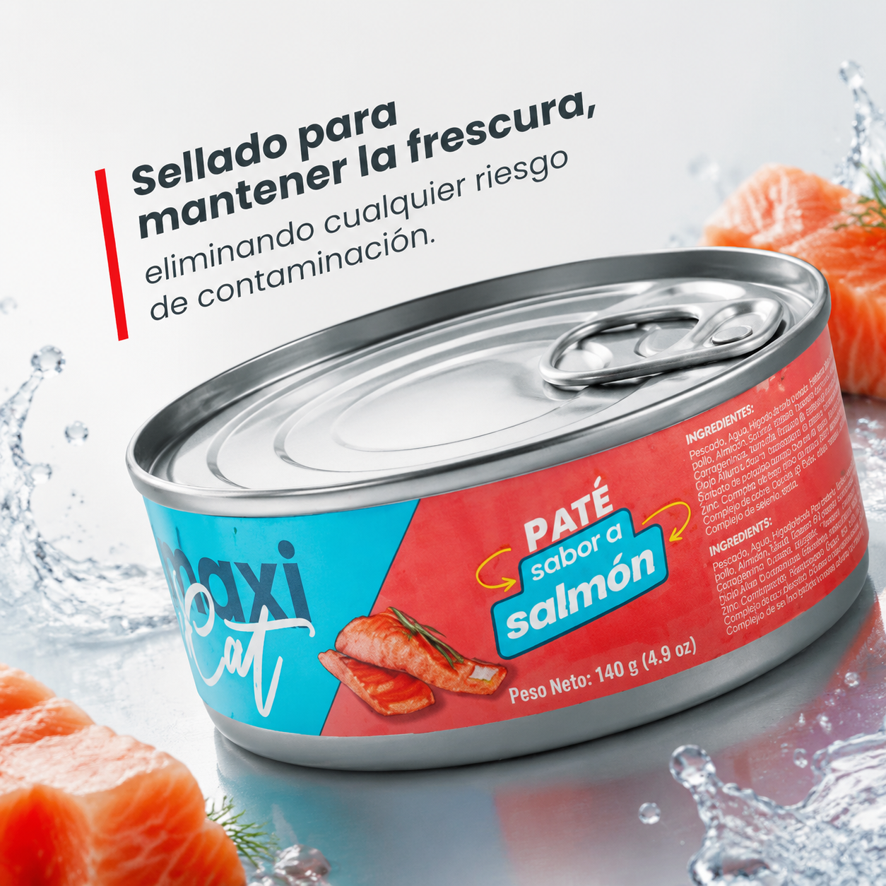 Paté Maxi Cat Sabor Salmón – Alimento Húmedo para Gatos, Textura Suave y Cremosa, Nutrición Completa para Gatos Adultos