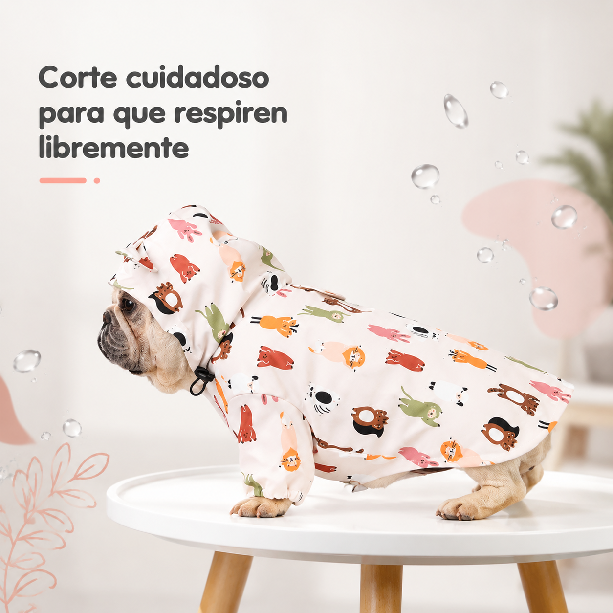 Impermeable con capa de PU para perros pequeños – diseño divertido y doble capa de protección contra la lluvia