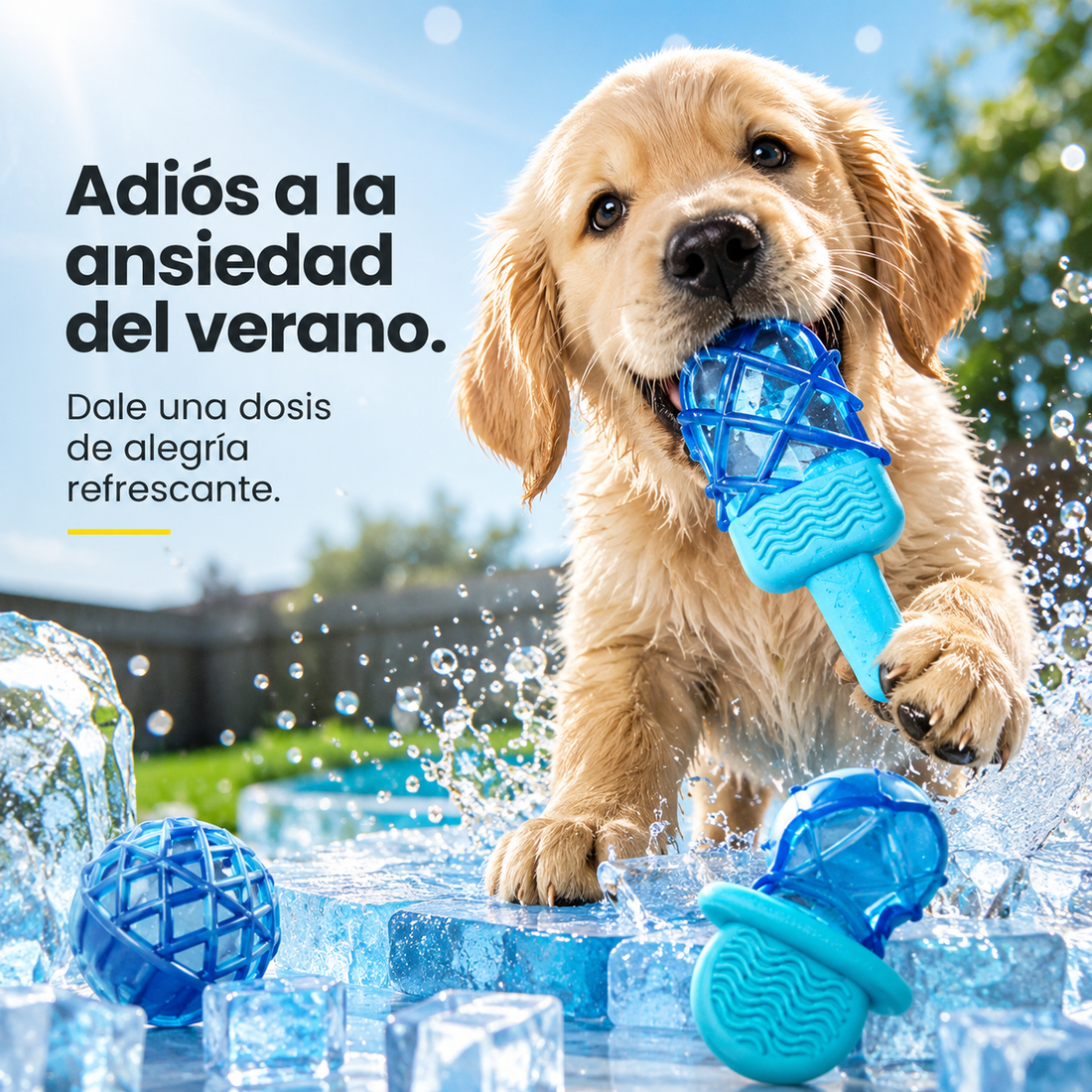 Paleta congelable para perros – juguete para morder y refrescar, se llena de agua y se congela