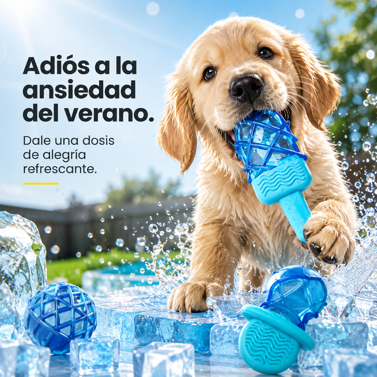 Paleta congelable para perros – juguete para morder y refrescar, se llena de agua y se congela