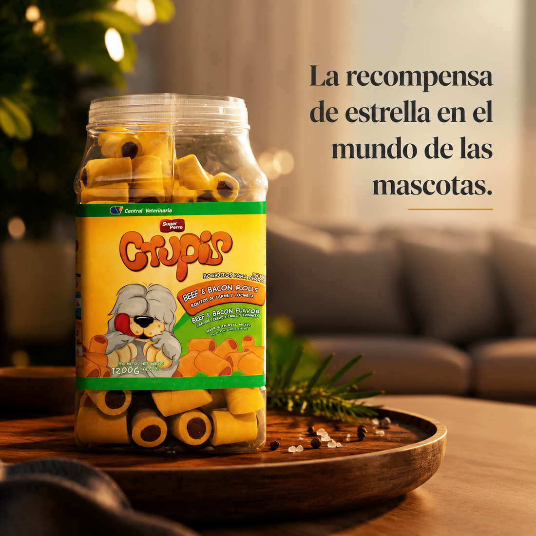 Snacks para Perro Crupis – Beef & Bacon Rolls (Rollitos), Cuidado Dental Diario y Meat Bones, Bocadillos en Múltiples Variedades