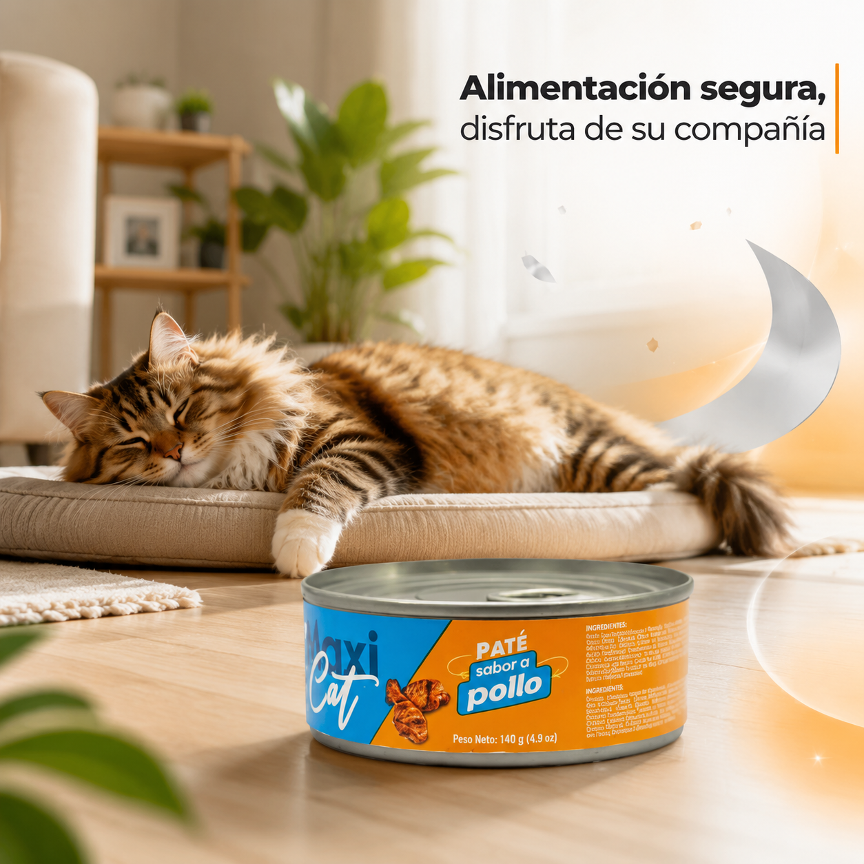 Paté Maxi Cat Sabor Pollo – Alimento Húmedo para Gatos, Textura Suave y Cremosa, Comida Completa y Balanceada para Gatos Adultos