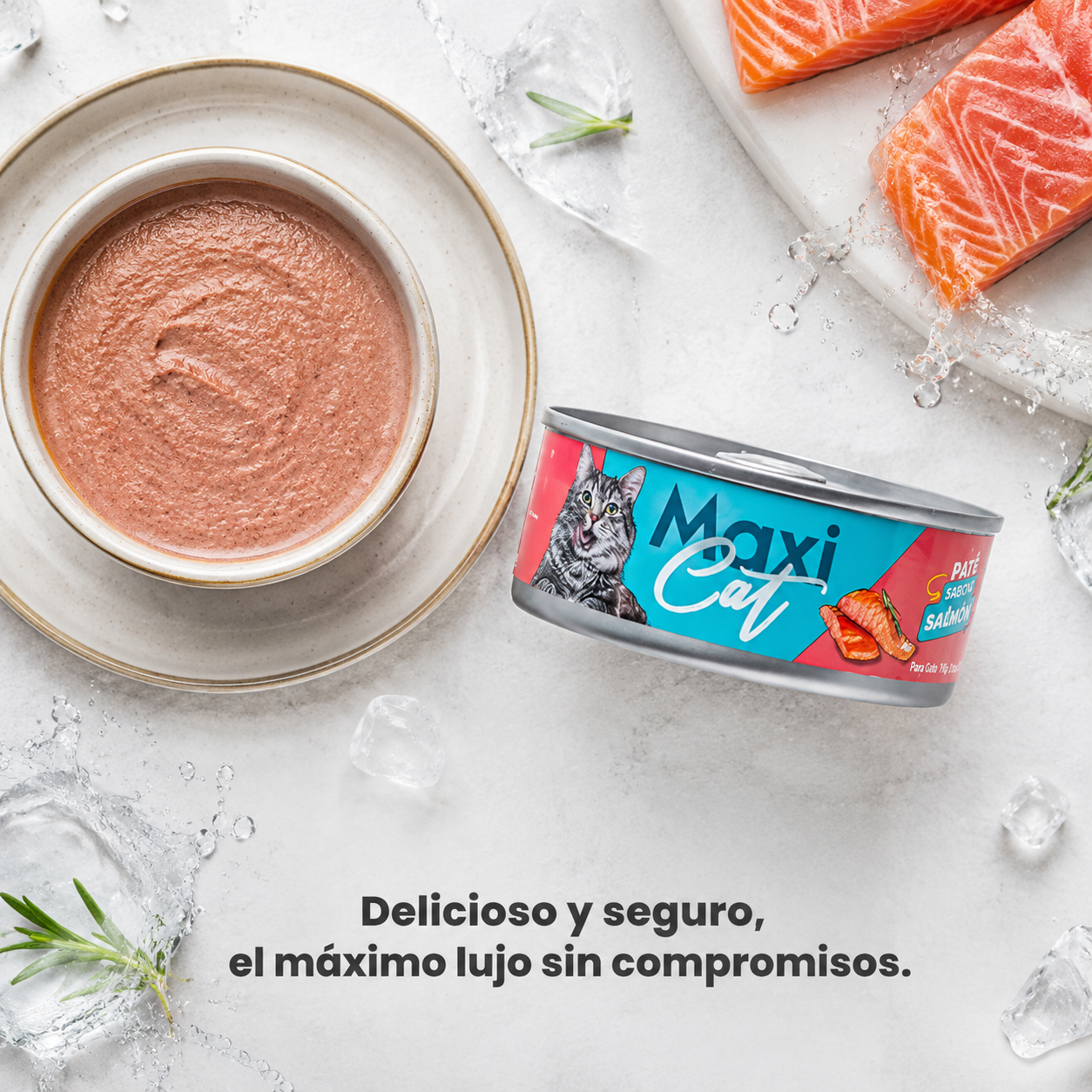 Paté Maxi Cat Sabor Salmón – Alimento Húmedo para Gatos, Textura Suave y Cremosa, Nutrición Completa para Gatos Adultos