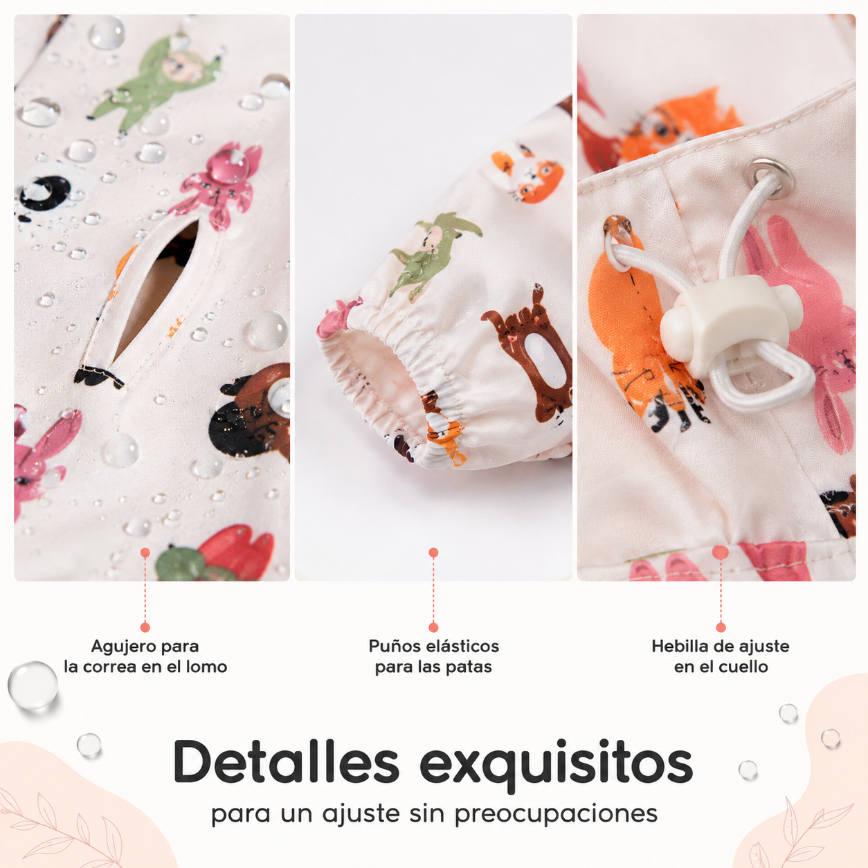 Impermeable con capa de PU para perros pequeños – diseño divertido y doble capa de protección contra la lluvia