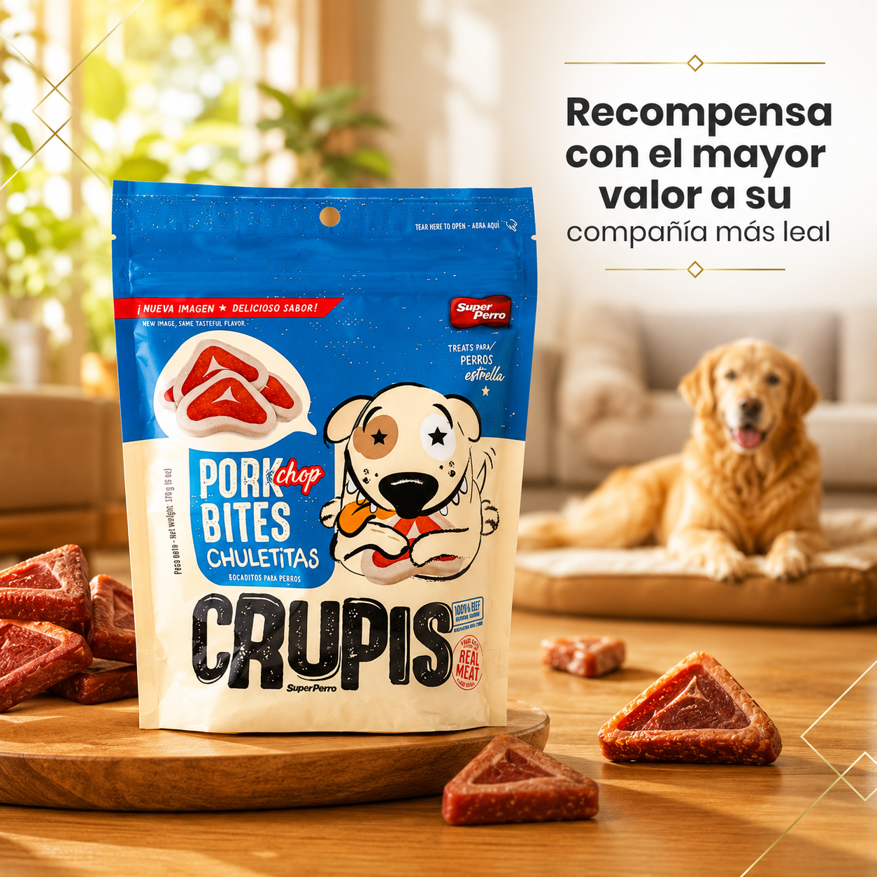 Bocadillos para Perro Crupis – Chuletitas, Tocinetas, Rollitos, Huesitos y Trocitos, Snacks Suaves en Múltiples Sabores y Formatos (85g - 170g)