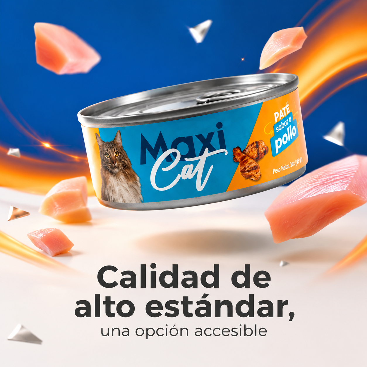 Paté Maxi Cat Sabor Pollo – Alimento Húmedo para Gatos, Textura Suave y Cremosa, Comida Completa y Balanceada para Gatos Adultos