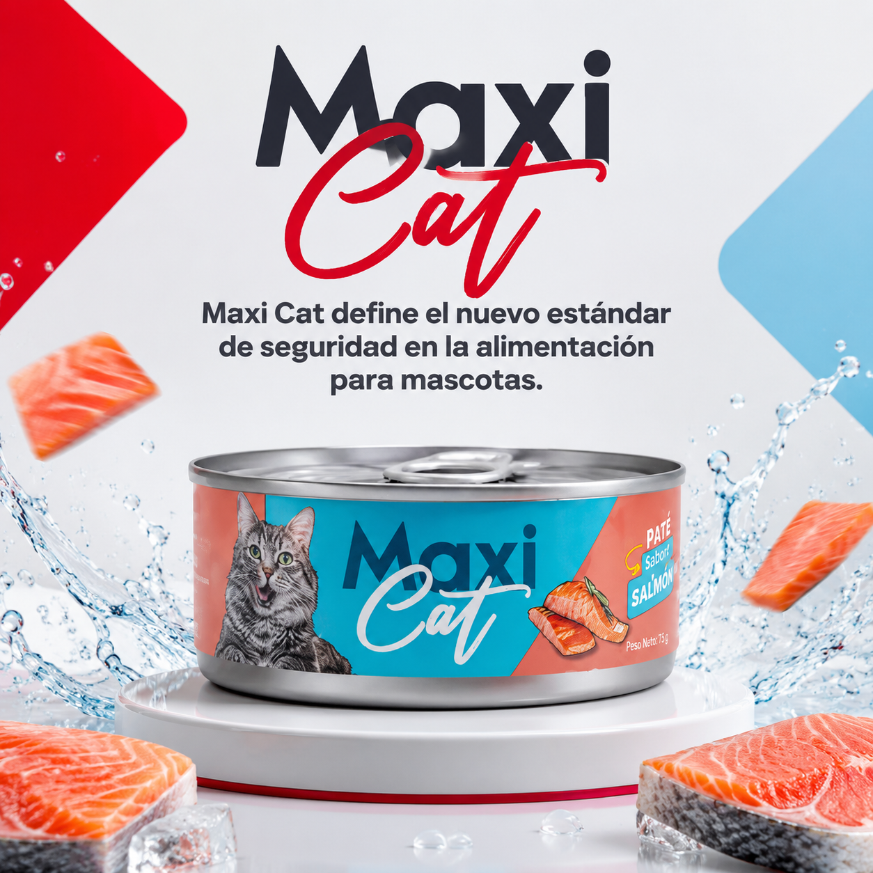 Paté Maxi Cat Sabor Salmón – Alimento Húmedo para Gatos, Textura Suave y Cremosa, Nutrición Completa para Gatos Adultos