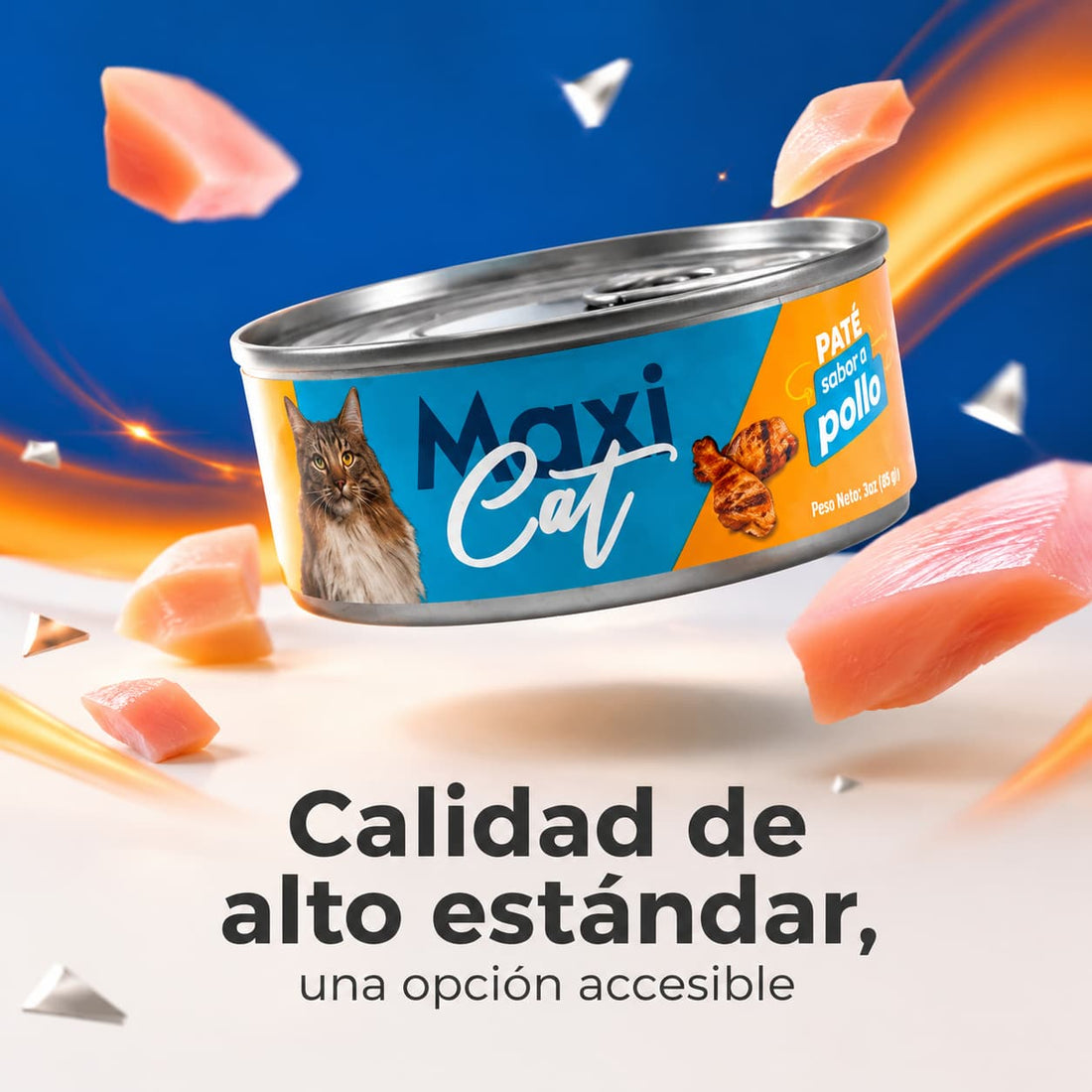 Buen valor del Paté Maxi Cat sabor pollo para gatos