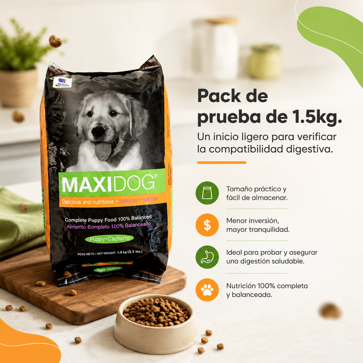Maxi Dog Cachorro – Alimento Balanceado para Cachorros, Nutrición Completa para un Crecimiento Saludable, para Razas Pequeñas y Medianas