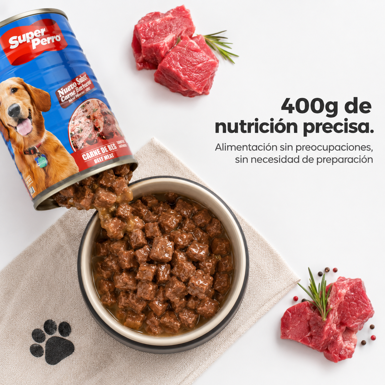 Super Perro Carne Enlatada Sabor Barbacoa – Alimento Húmedo para Perros Adultos, Trozos Tiernos en Salsa, Nutrición Completa y Balanceada