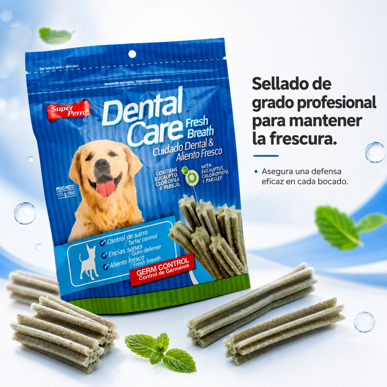 Crupis Cuidado Dental Bocadillos para Perro – Super Perro Dental Care Fresh Breath, Snacks con Textura Crujiente, Ayudan a Limpiar los Dientes y Refrescar el Aliento