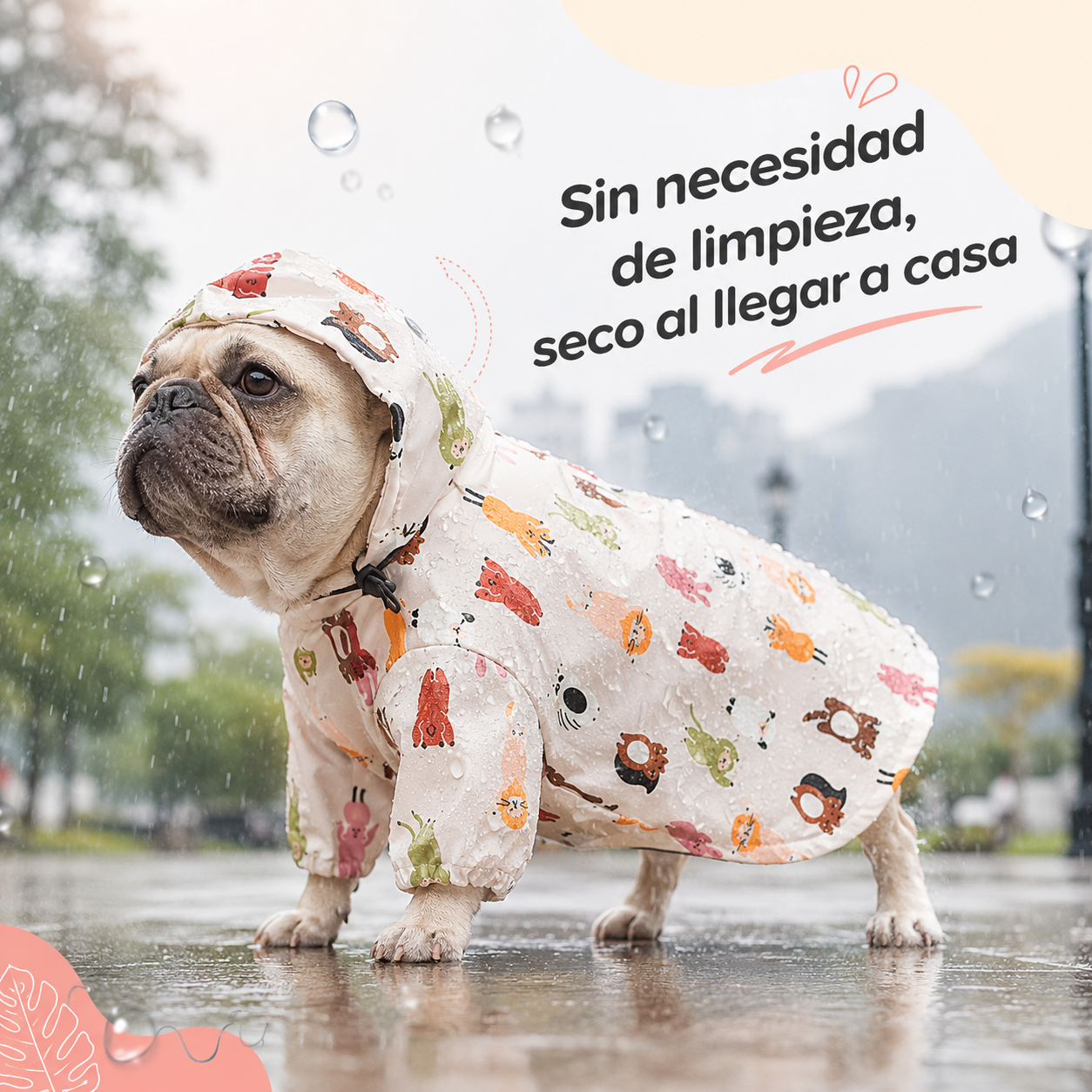 Impermeable con capa de PU para perros pequeños – diseño divertido y doble capa de protección contra la lluvia