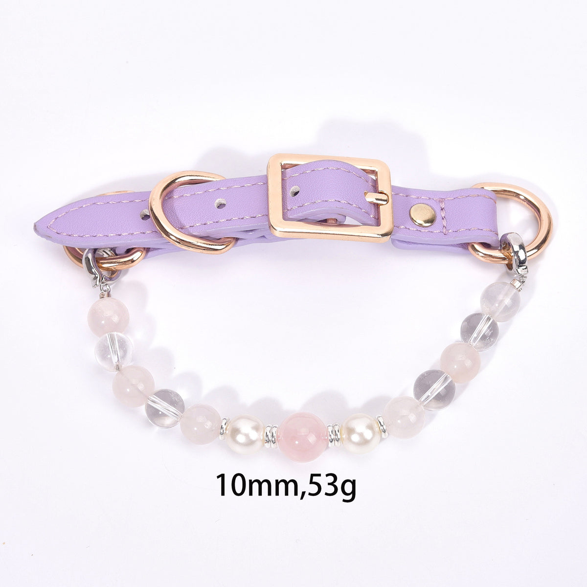 Collar de Cristal Natural para Mascotas – Cuero y Cristales