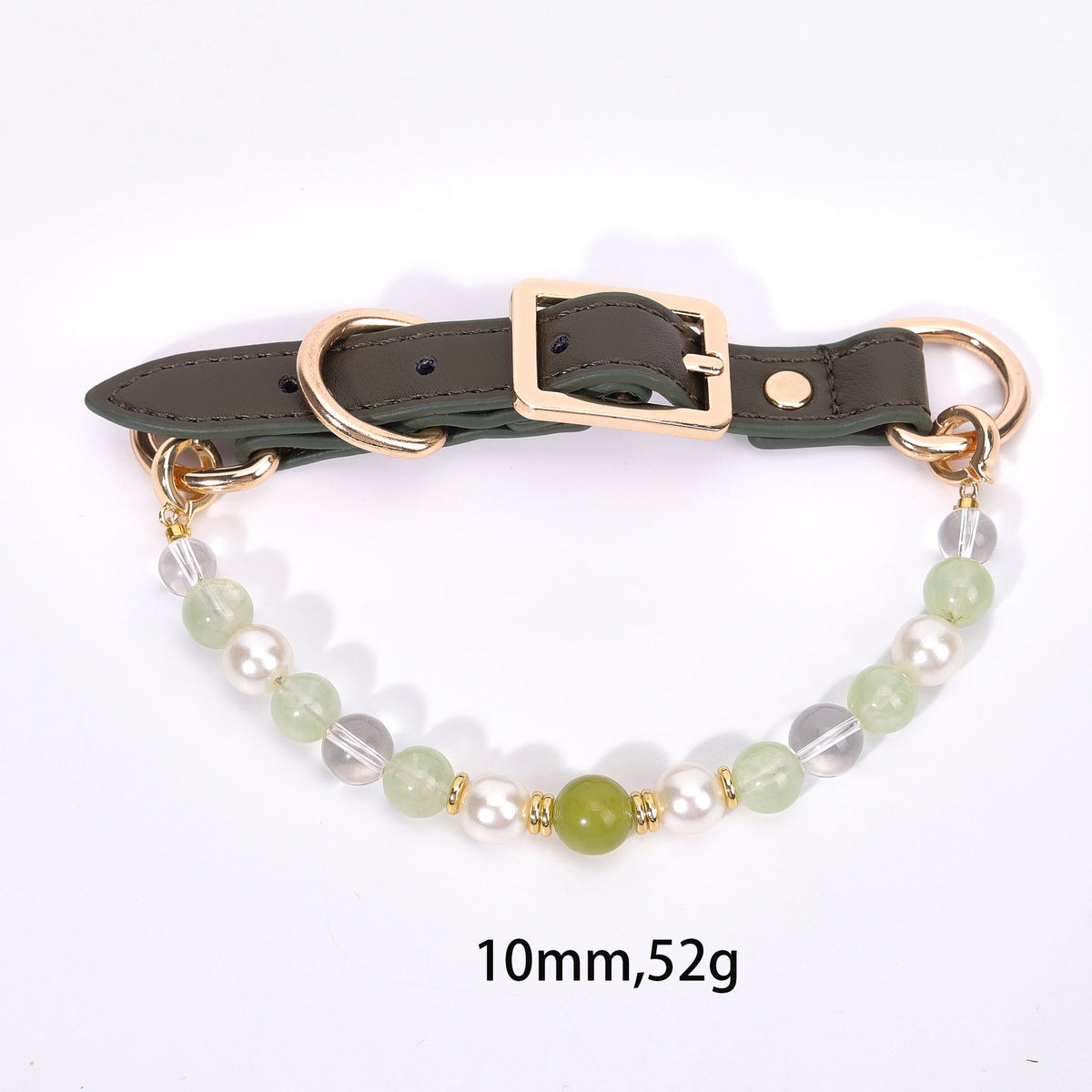 Collar de Cristal Natural para Mascotas – Cuero y Cristales