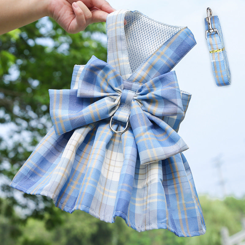 Arnés con Falda Estilo JK para Perros y Gatos – Correa Incluida, Tela de Poliéster, Múltiples Colores y Tallas, Ideal para Paseos Diarios, Venta al por Mayor