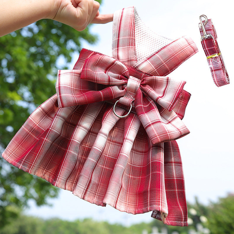 Arnés con Falda Estilo JK para Perros y Gatos – Correa Incluida, Tela de Poliéster, Múltiples Colores y Tallas, Ideal para Paseos Diarios, Venta al por Mayor