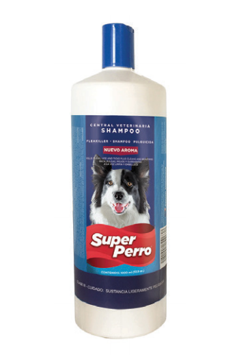 Champú Antipulgas para Perros Super Perro – Fórmula Suave con Aceites Naturales, Elimina Pulgas y Garrapatas, Deja el Pelaje Brillante y Saludable