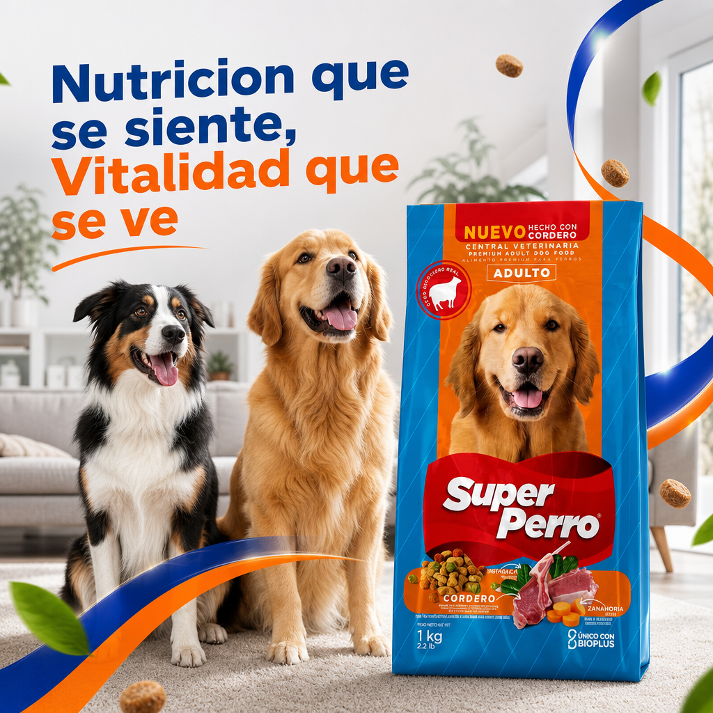 Super Perro Alimento Balanceado para Perros Adultos – Cordero, Proteína de Alta Calidad, Receta Sin Granos, Nutrición Completa para Todas las Razas
