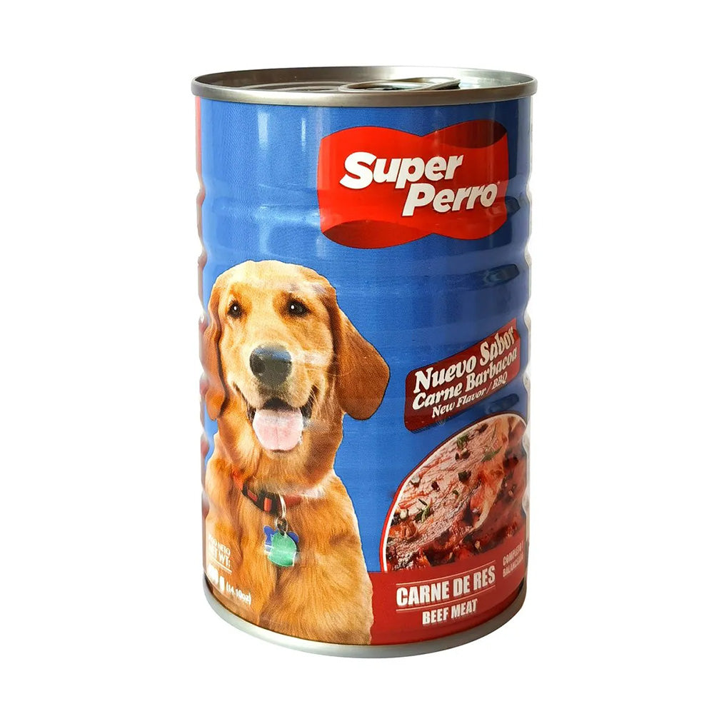 Super Perro Carne Enlatada Sabor Barbacoa – Alimento Húmedo para Perros Adultos, Trozos Tiernos en Salsa, Nutrición Completa y Balanceada