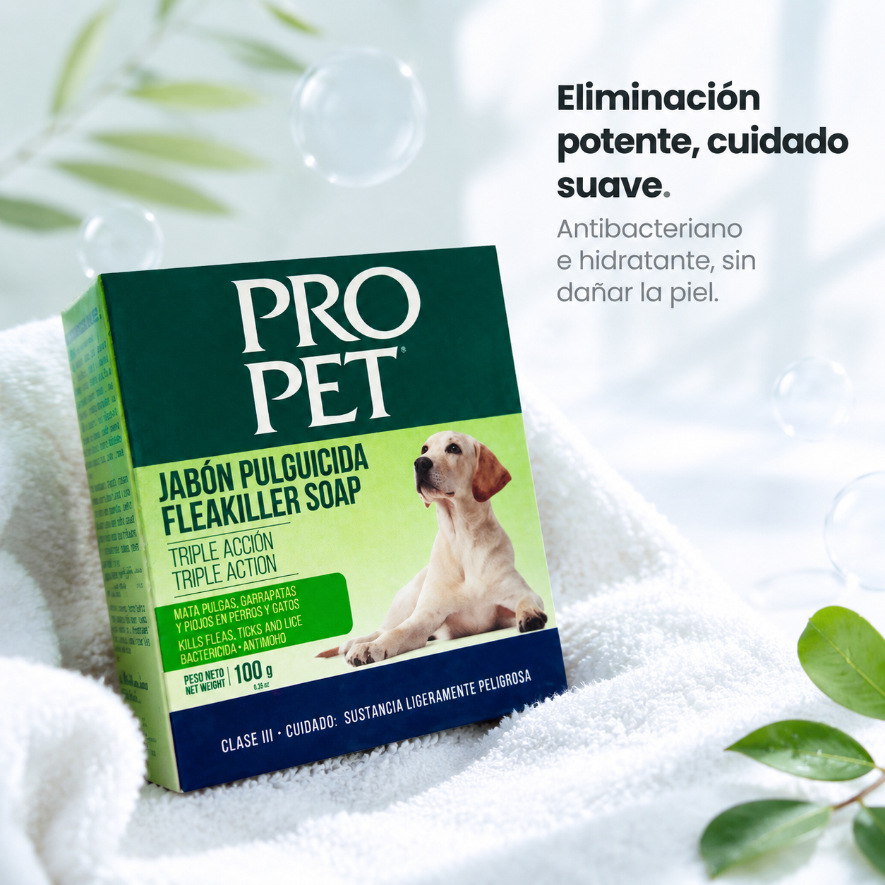 Jabón Pulguicida Pro Pet Fleakiller – Elimina Pulgas y Garrapatas al Contacto, Fórmula Suave con Ingredientes Naturales, Para Perros de Todas las Razas
